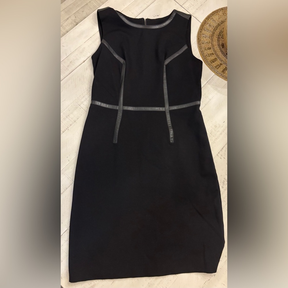 JOSEPF RIBKOFF Black Dress with Leather Accents in EUC, Size US 10/12